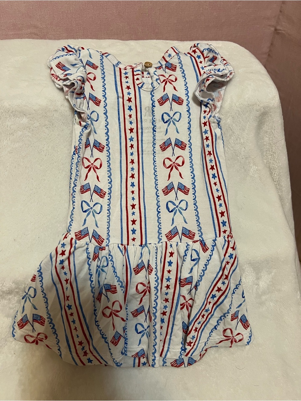 Bums & Roses Liberty & Bows for All Cap Sleeve Ruffle Dress 6-12 Mo Retired